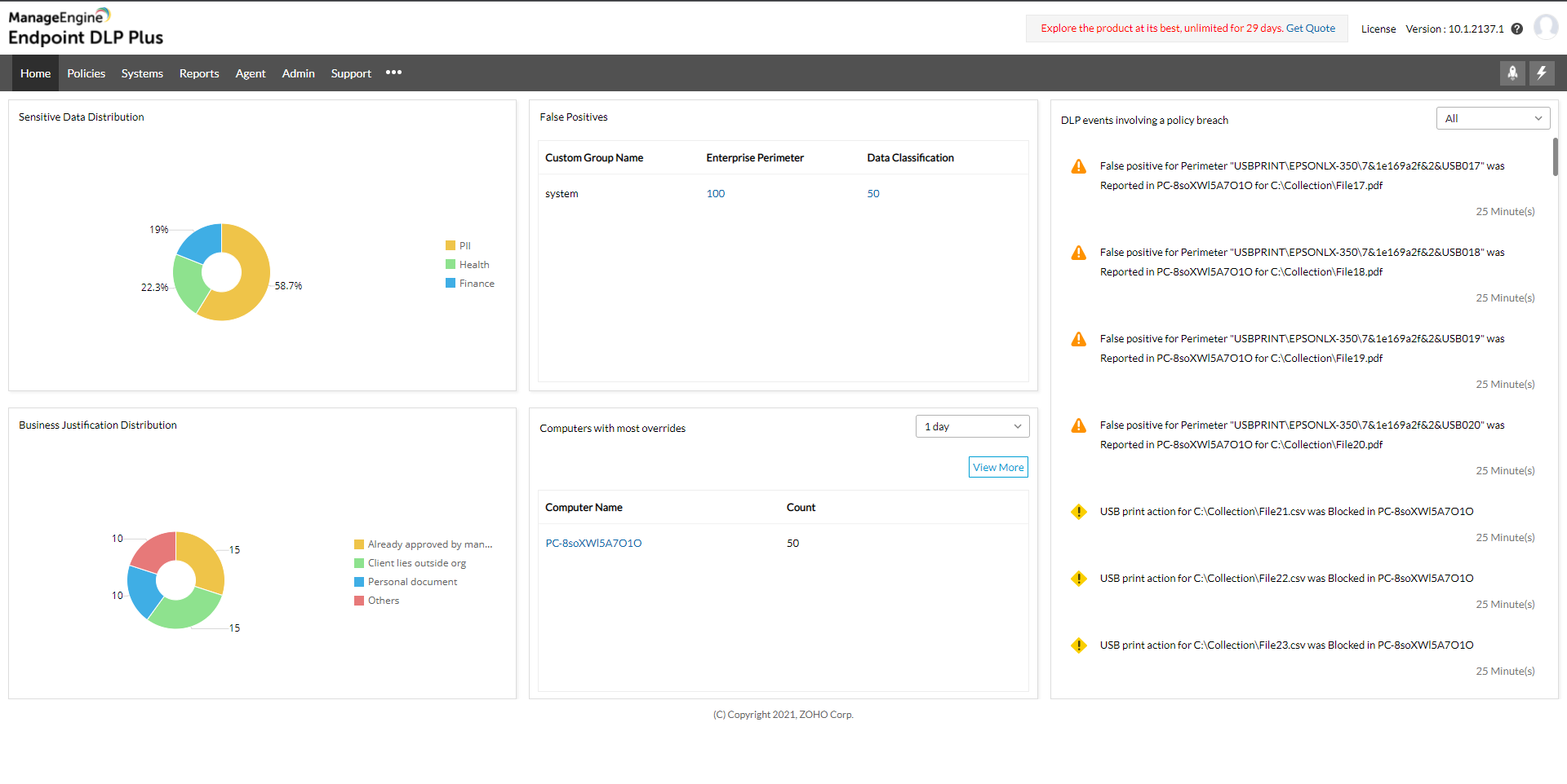 screenshot of ManageEngine Endpoint DLP Plus